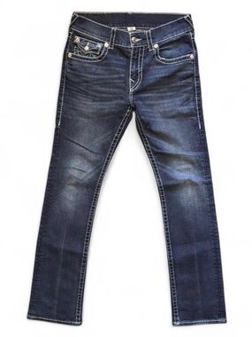 True Religion Straight Men's Jeans with White Contrast Stitching